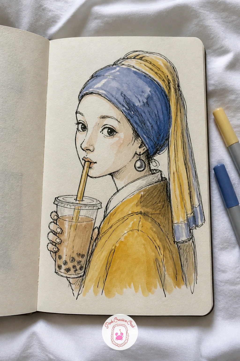 Girl With a Pearl Earring Holding Bubble Tea — After a loose night sky, slow down for Girl with a Pearl Earring, since her portrait rewards a careful, patient