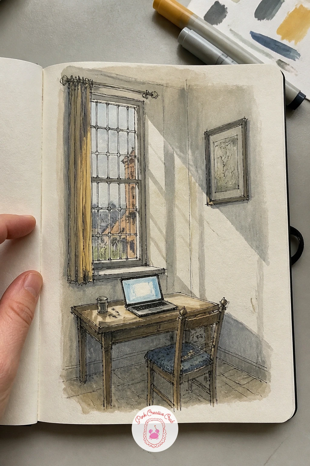 Vermeer's Window With a Laptop on the Table — Return to Vermeer's quiet window light, this time without a figure at all, just the empty table and the window