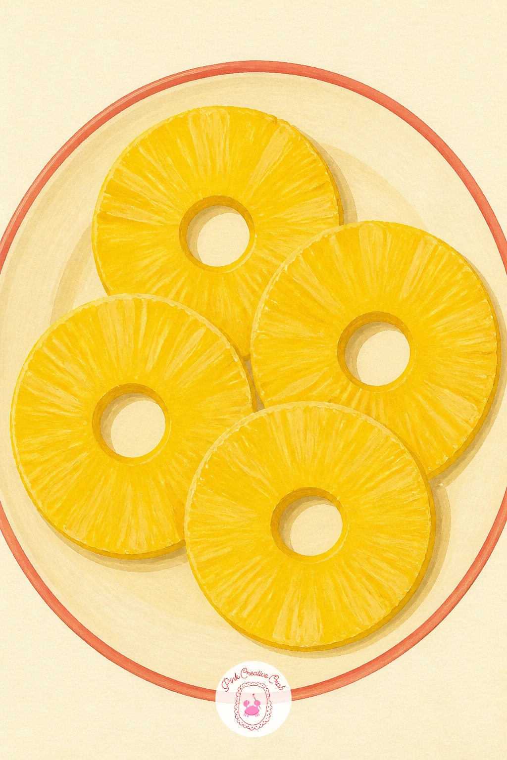 Pineapple Rings on a Plate — Sliced fruit is a forgiving subject because the shapes are already drawn for you by nature. Pineapple drawing