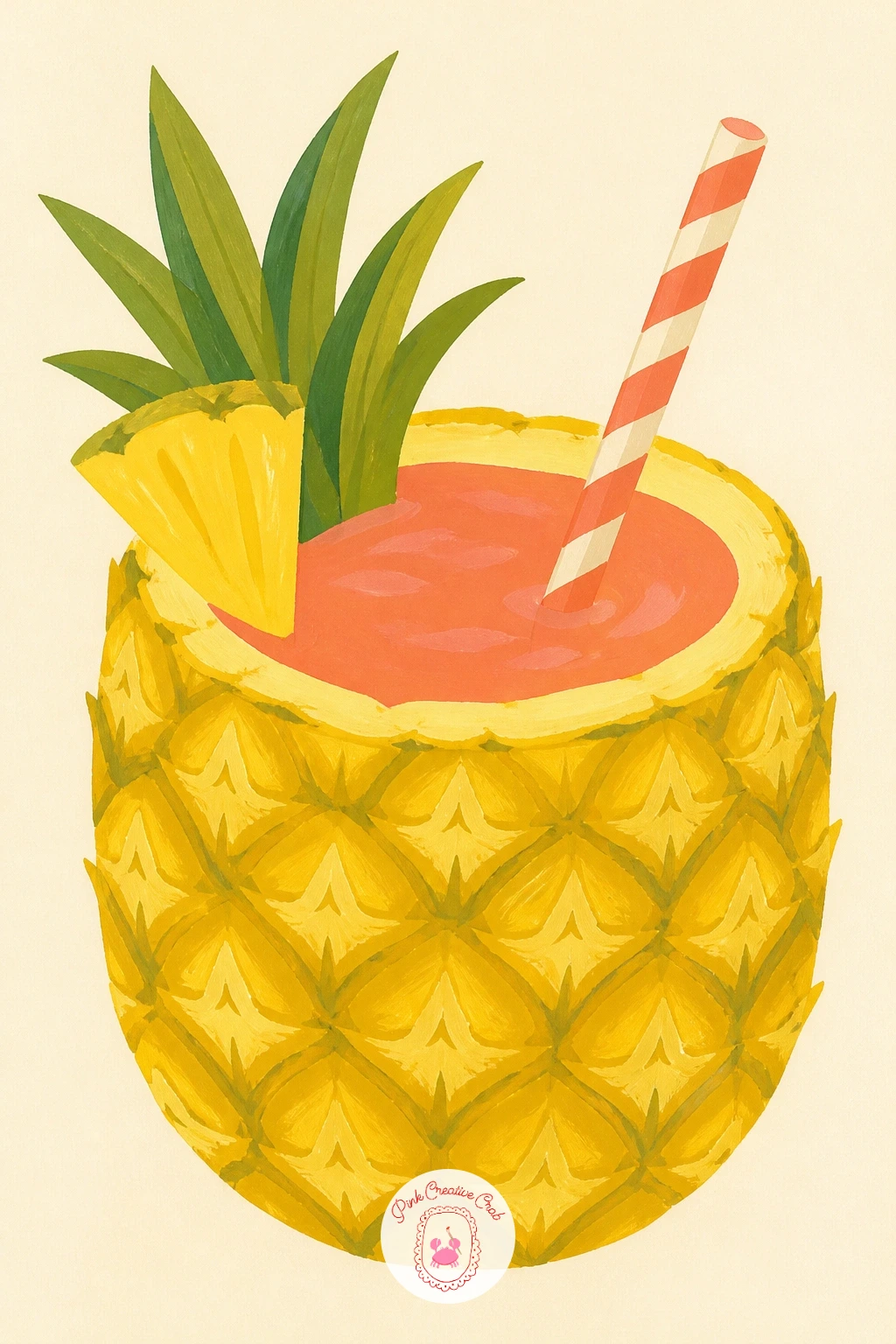 Pineapple Drink in the Fruit — Here the pineapple becomes the cup itself, hollowed out and serving a tropical drink with a striped straw poking out. Pineapple
