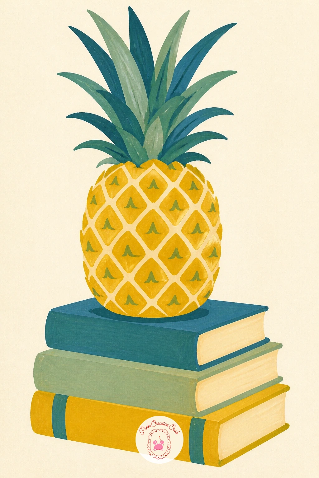 Pineapple on a Stack of Books — Borrow a trick from classic still life arrangements and perch your pineapple on top of a small stack of books. Pineapple drawing