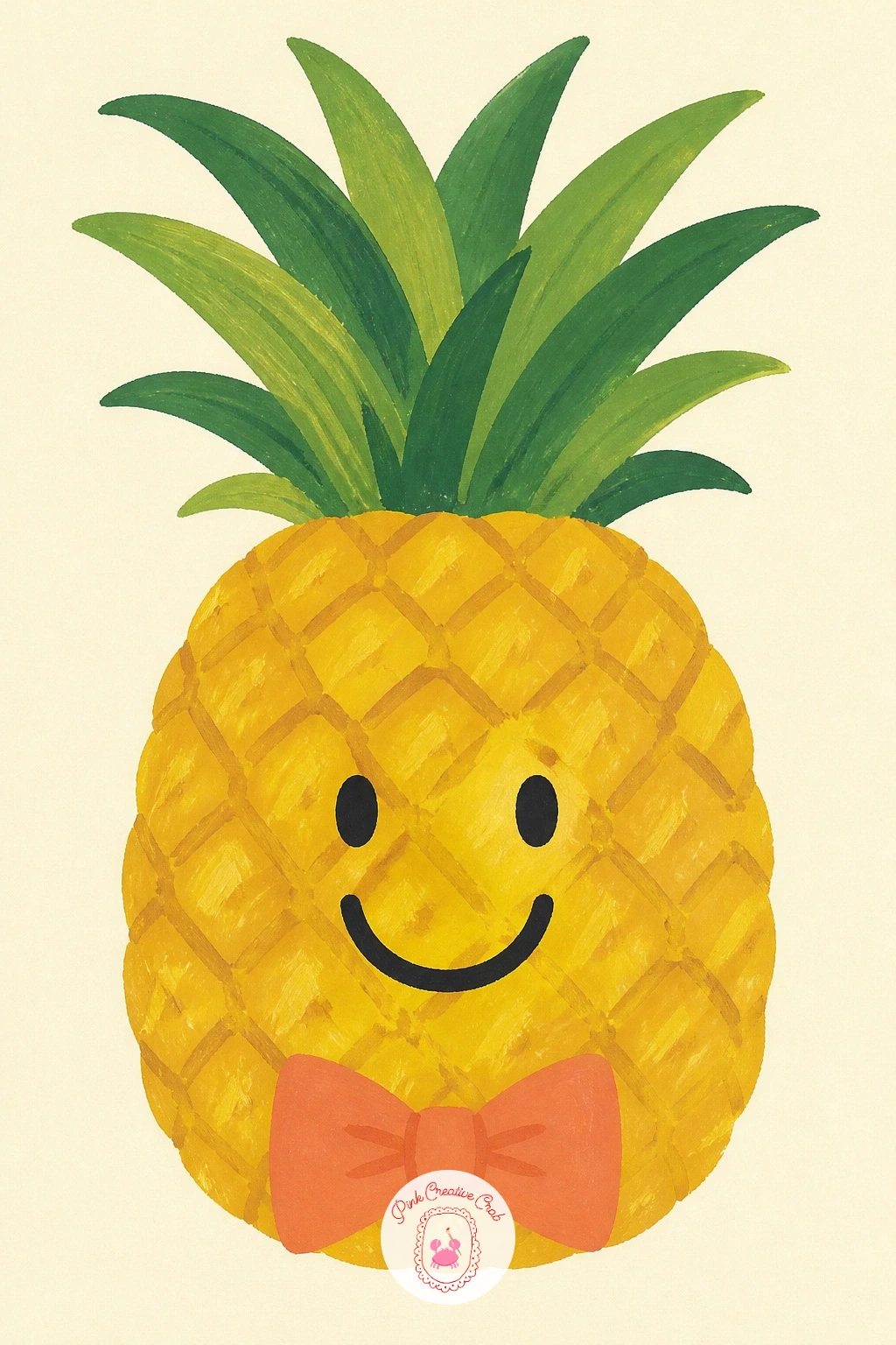 Pineapple With a Bow-Tie Face — Give your pineapple a little character for a party table centerpiece: a simple drawn-on face and a bow tie at its base.