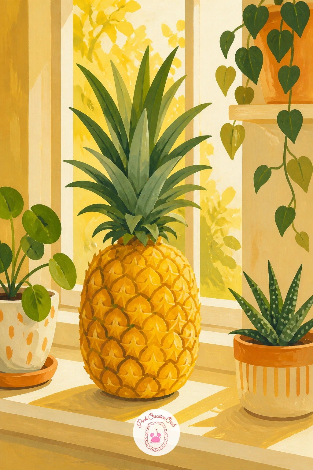 Pineapple on a Sunny Windowsill — Set your pineapple among a few potted plants on a bright windowsill for a cozy, domestic version of this fruit. Pineapple