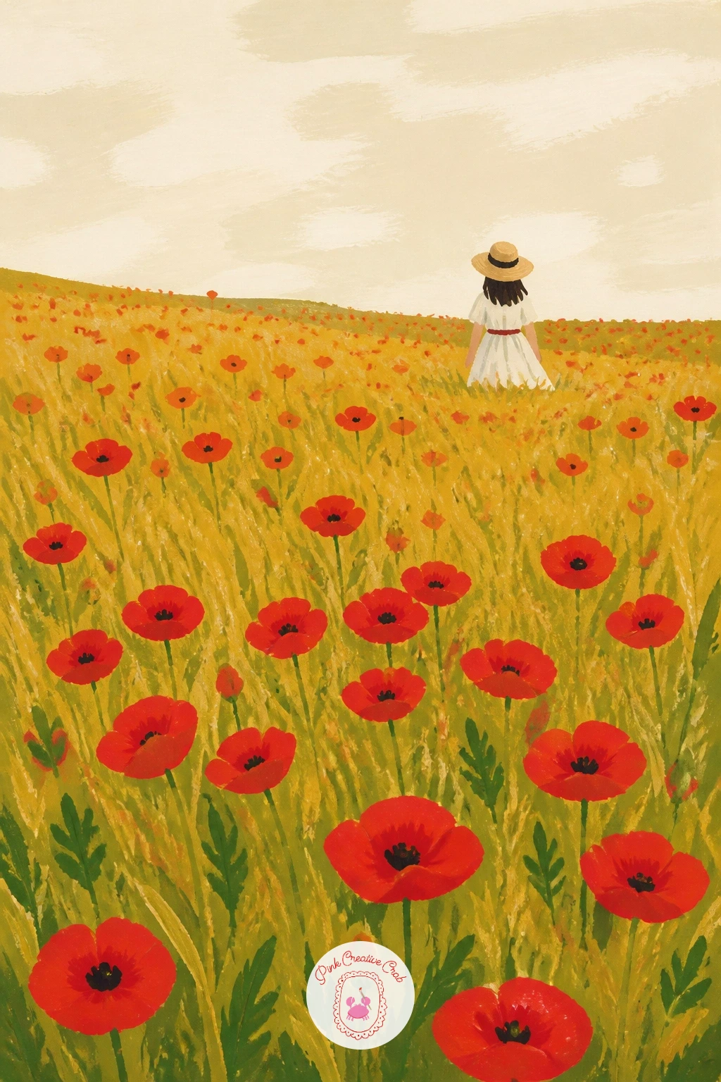Poppy Field With Girl in Straw Hat — Start the whole list with a poppy field, because nothing says confident red like a hillside of them. Red painting