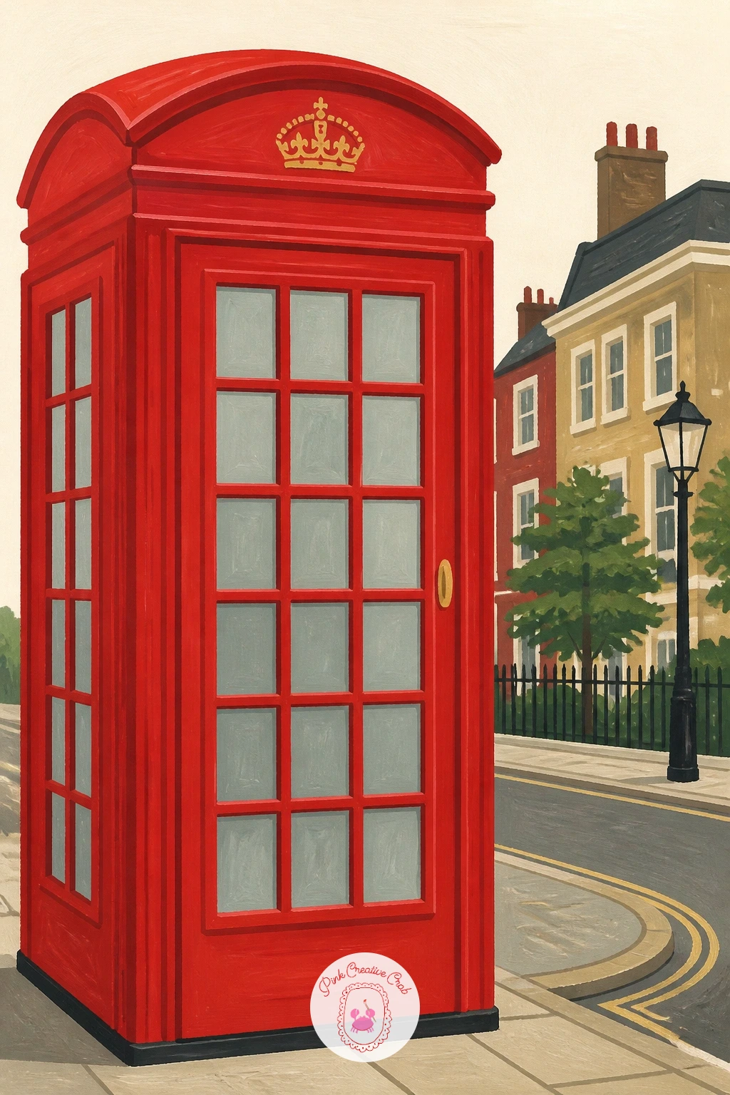 Red Telephone Box on a London Corner — Give the picnic a rest and paint a London telephone box, a shape that rewards clean straight edges more than careful