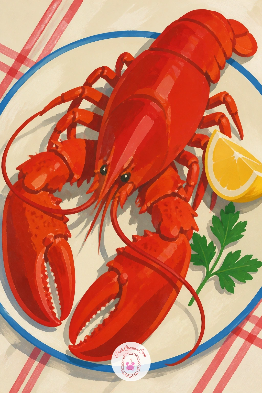 Lobster Dinner on a Seaside Table — Bring the red to the table with a whole lobster dinner. Red painting