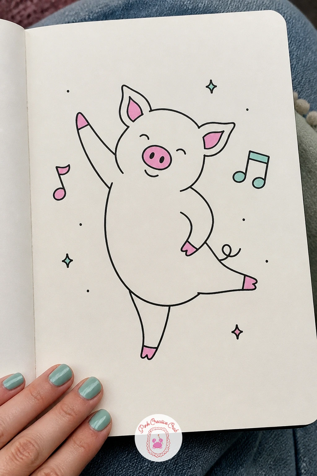 Pig Dancing — Movement needs a clear line of action running through the whole body, so sketch one loose diagonal line first from the top of the head down