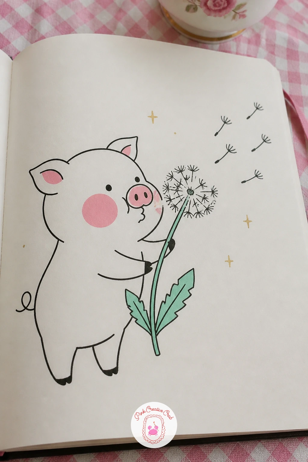Pig Blowing a Dandelion — This idea needs a bit more planning than most on the list since the dandelion seeds scatter in a specific direction, away from the
