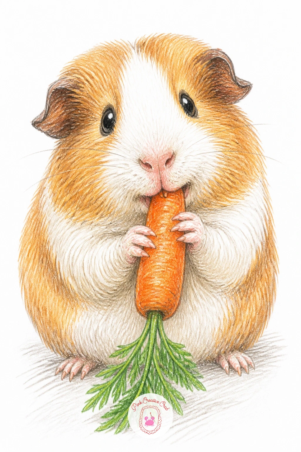 Guinea Pig Munching Carrot — Start the whole list with a guinea pig munching a carrot, because the pose is just two ovals: one big rounded body shape and a