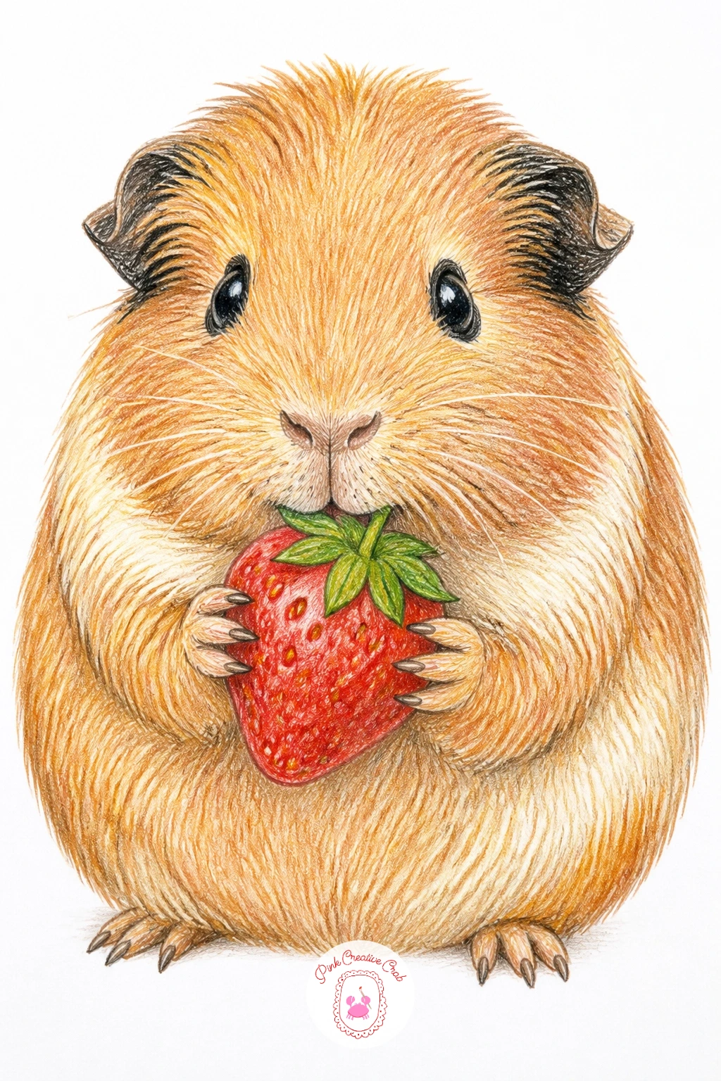 Guinea Pig With Strawberry — A guinea pig with a strawberry brings back a bright pop of color after all that soft cream and caramel, so let the fruit do the