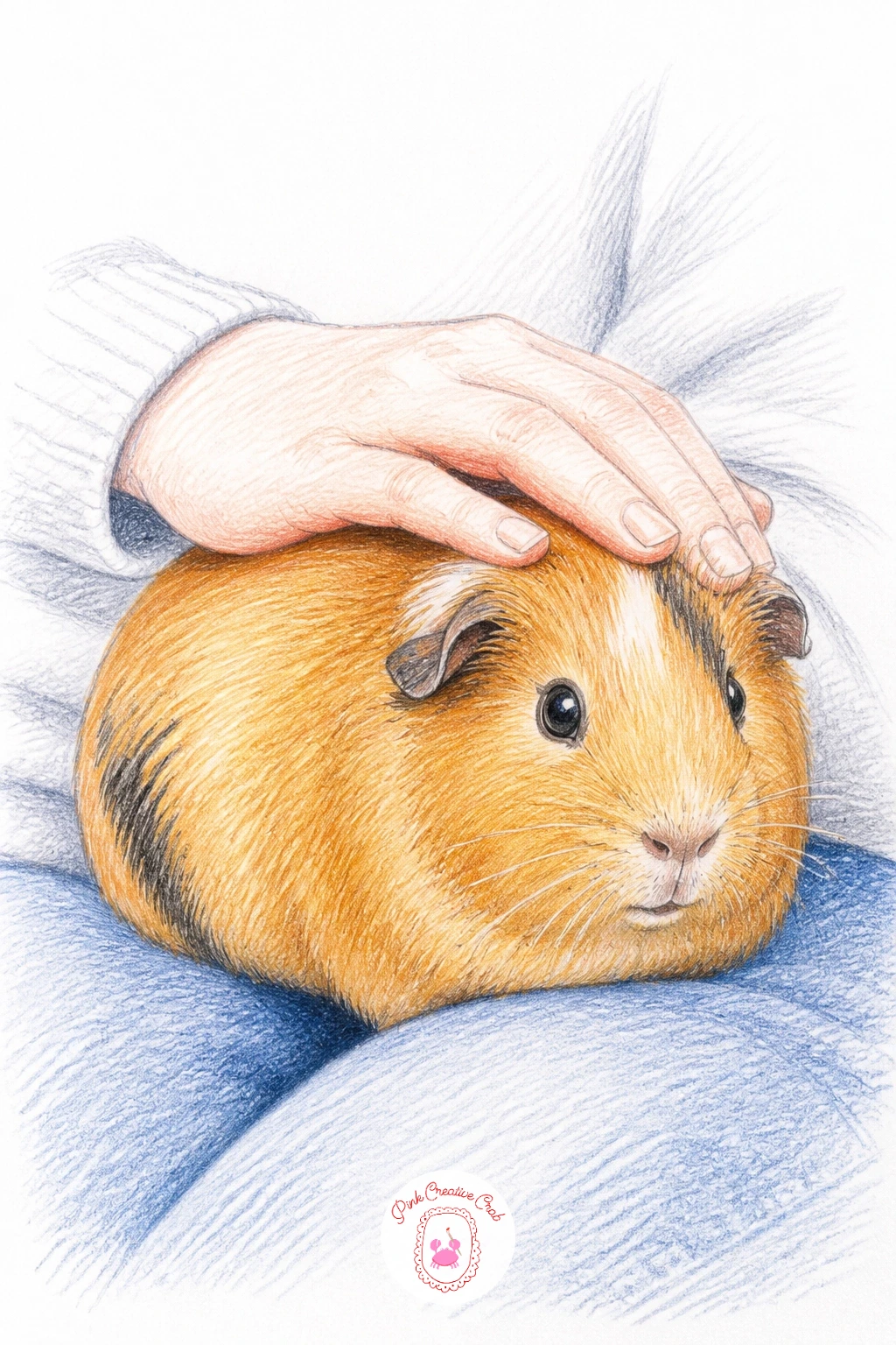 Guinea Pig On Lap Being Petted — A guinea pig on a lap being petted is a sweet one to draw because it introduces a human hand into the picture without needing