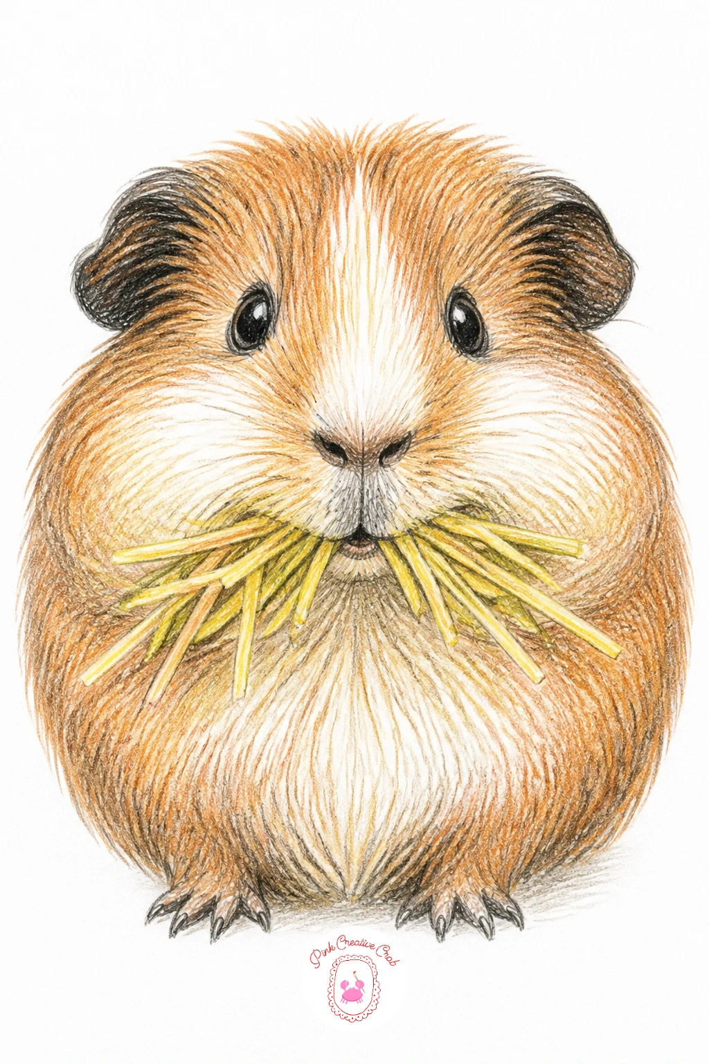 Guinea Pig With Cheeks Full Of Hay — A guinea pig with cheeks full of hay is a funny little expression piece, since the whole joke sits in how puffed out you