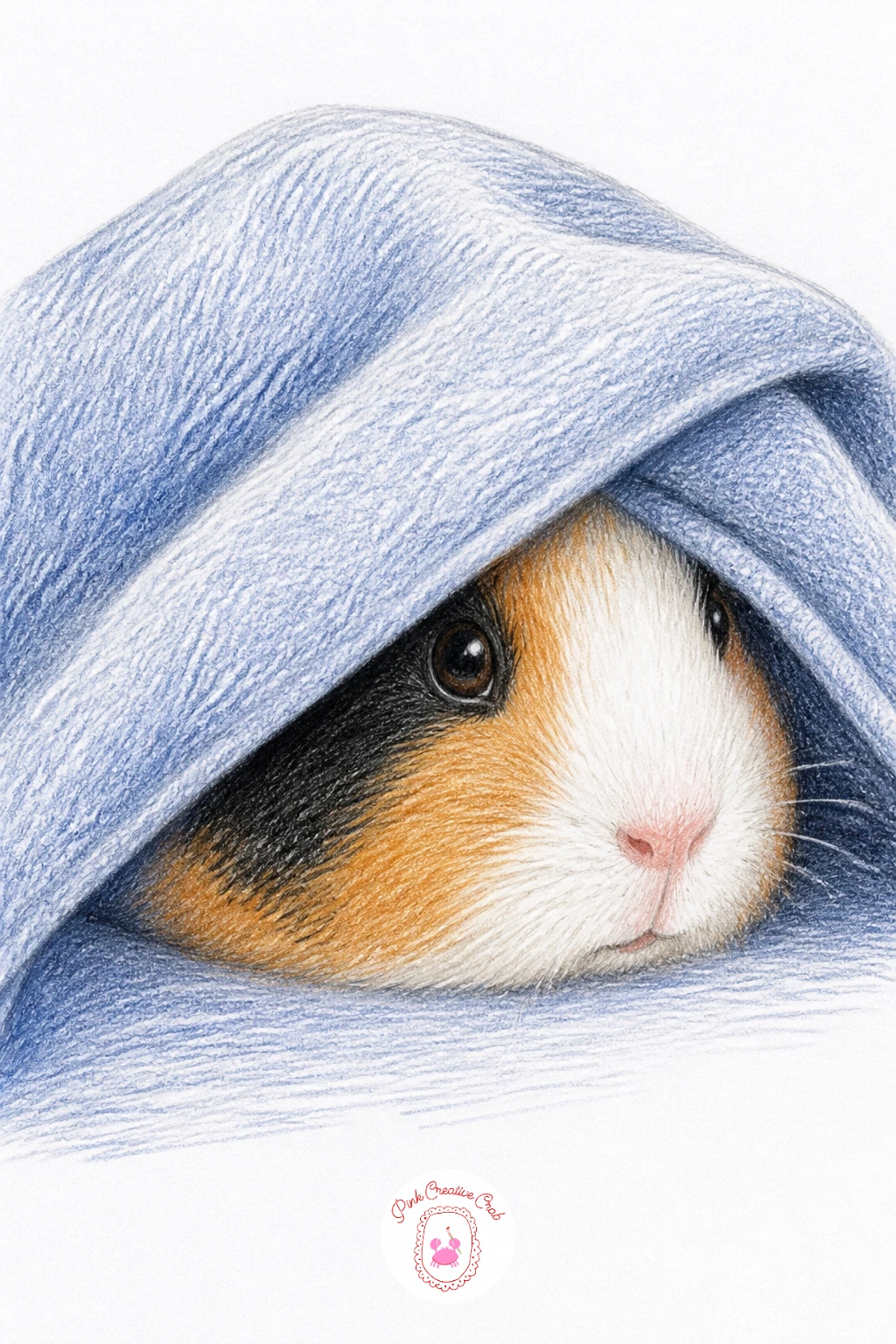 Guinea Pig Hiding Under Blanket — A guinea pig hiding under a blanket keeps most of the body a mystery, which makes it a surprisingly quick one to finish once
