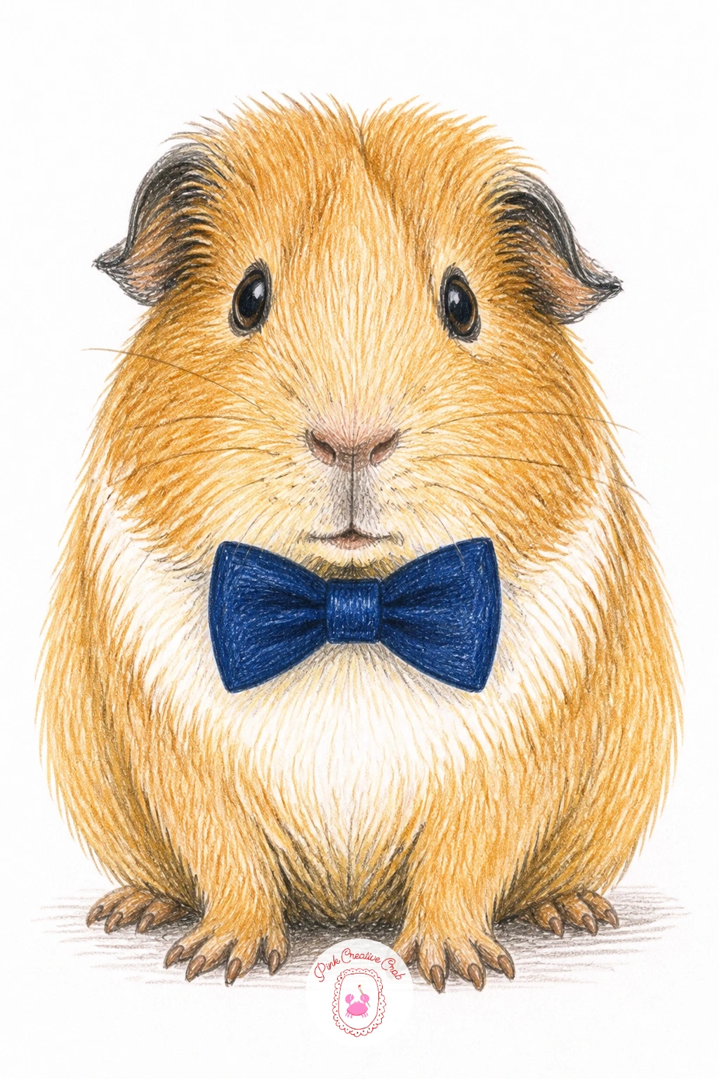 Guinea Pig In Bow Tie — A guinea pig in a bow tie is a quick, dapper little portrait, mostly a plain sitting guinea pig with one neat extra shape at the neck.