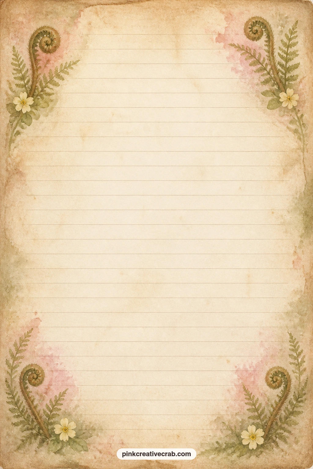 Bracken Corner Lined Page printable page — Use this page for a packing list before a woodland walk, a note about a spring morning, or a few lines about