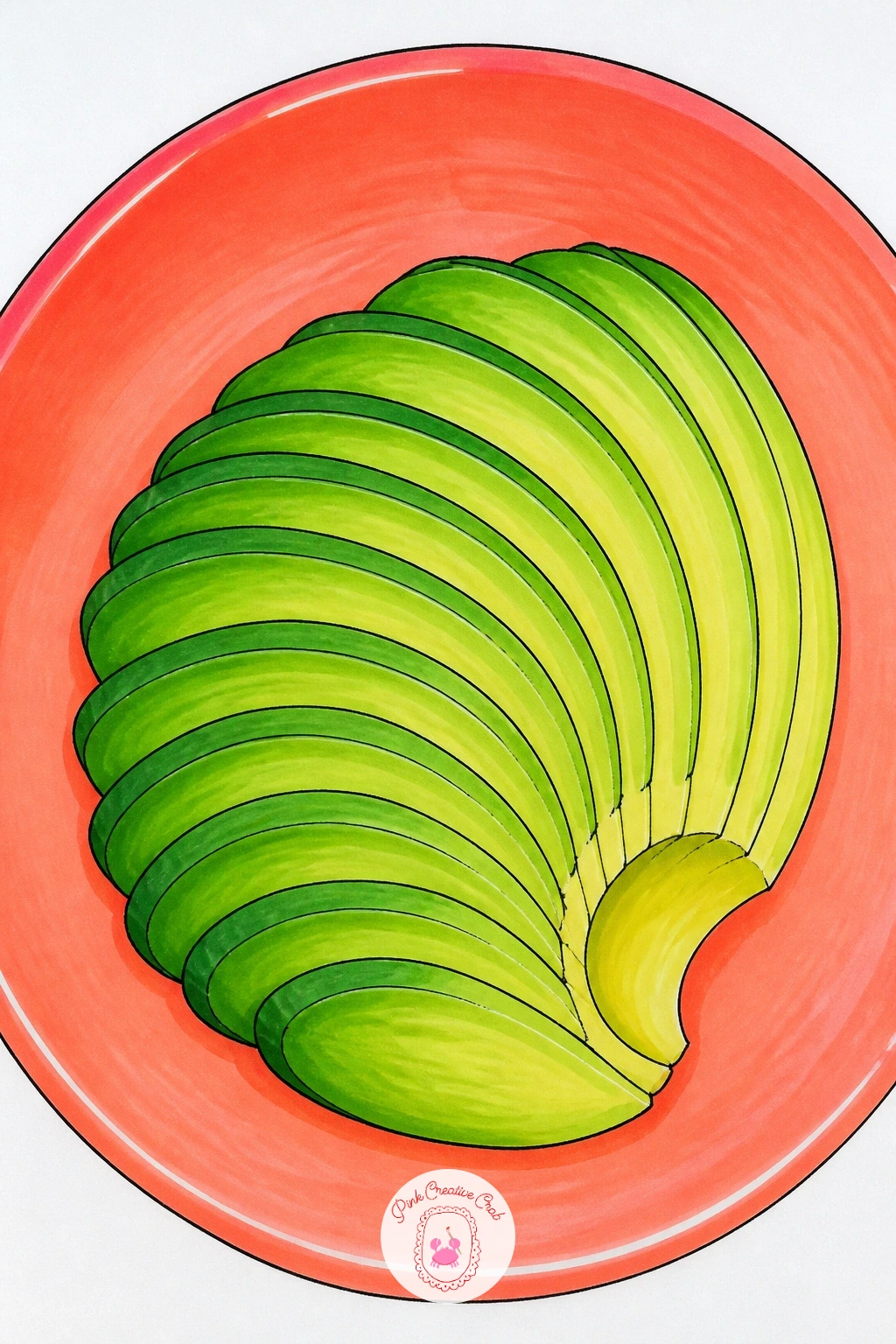 Avocado Sliced Into a Fan on a Plate — This one is about rhythm more than character: an avocado sliced thin and fanned out across a plate, the way it often