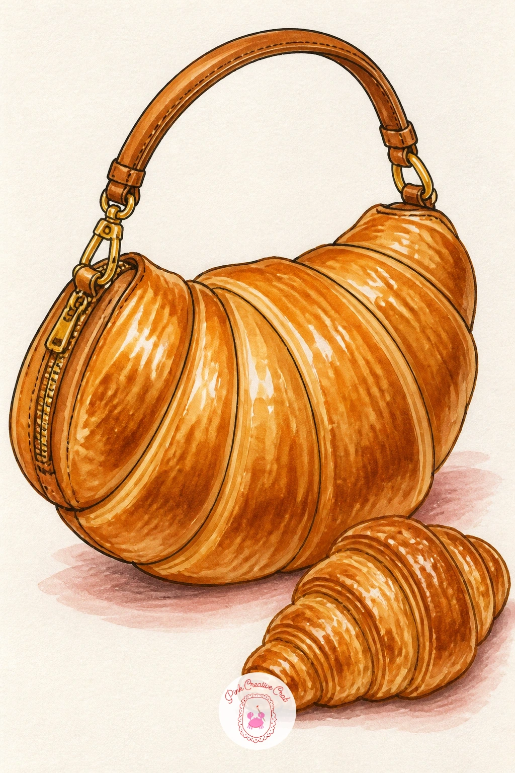 Croissant-Shaped Bag — A croissant-shaped bag on a bakery counter is one of the most playful subjects on this list, a bag literally shaped like a pastry.