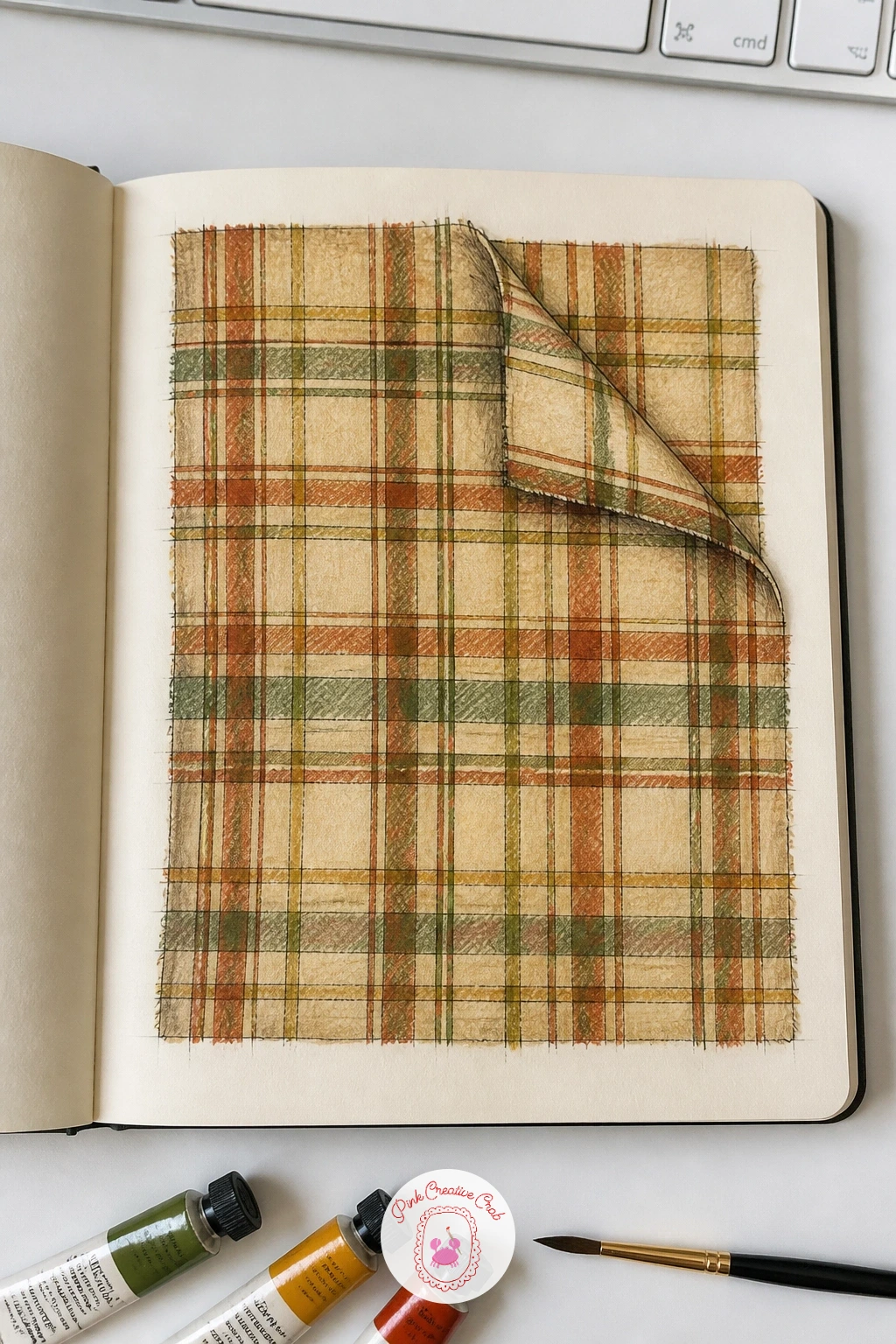 Fabric Swatch Page of Plaids — Plaid builds on the gingham grid but adds a second, uneven layer of lines, so treat this as the next step up in difficulty.