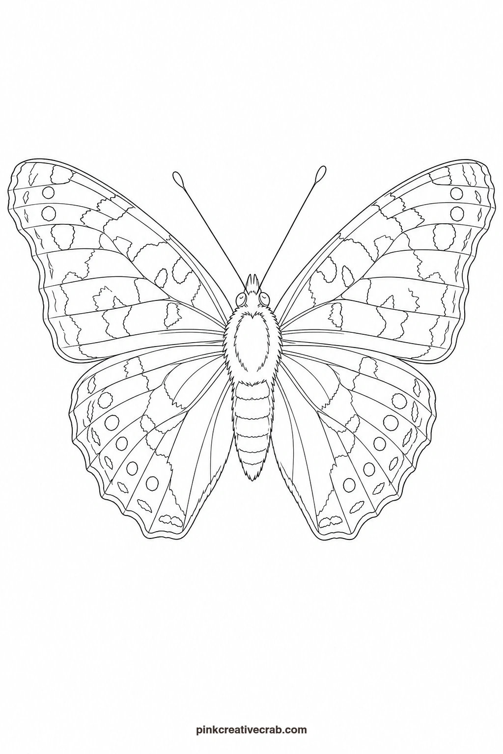 Painted Lady Butterfly Outline printable page. Butterfly template
