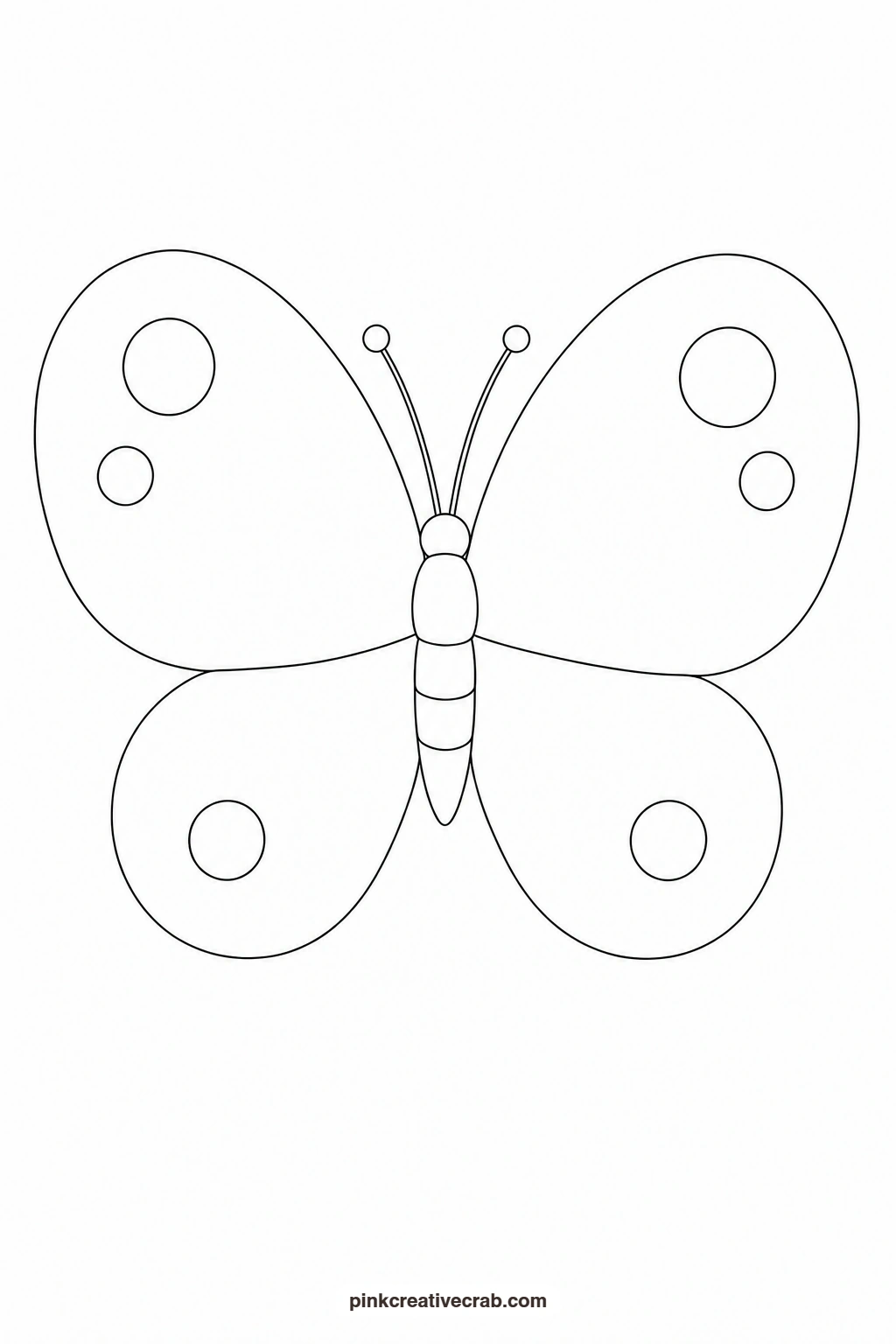 Pink Butterfly With Round Wings Outline printable page. Butterfly template