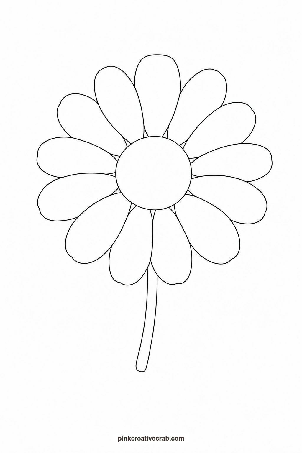 White Daisy With Yellow Center Outline printable page. Flower template