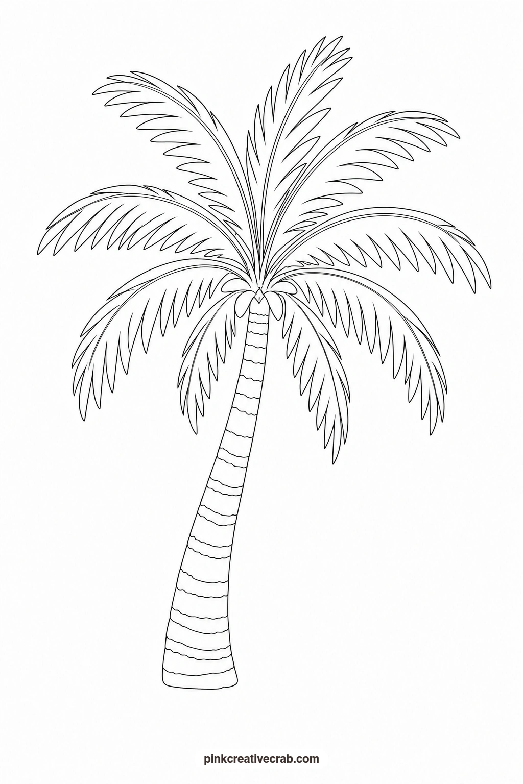 Palm Tree Outline printable page. Watercolor trees