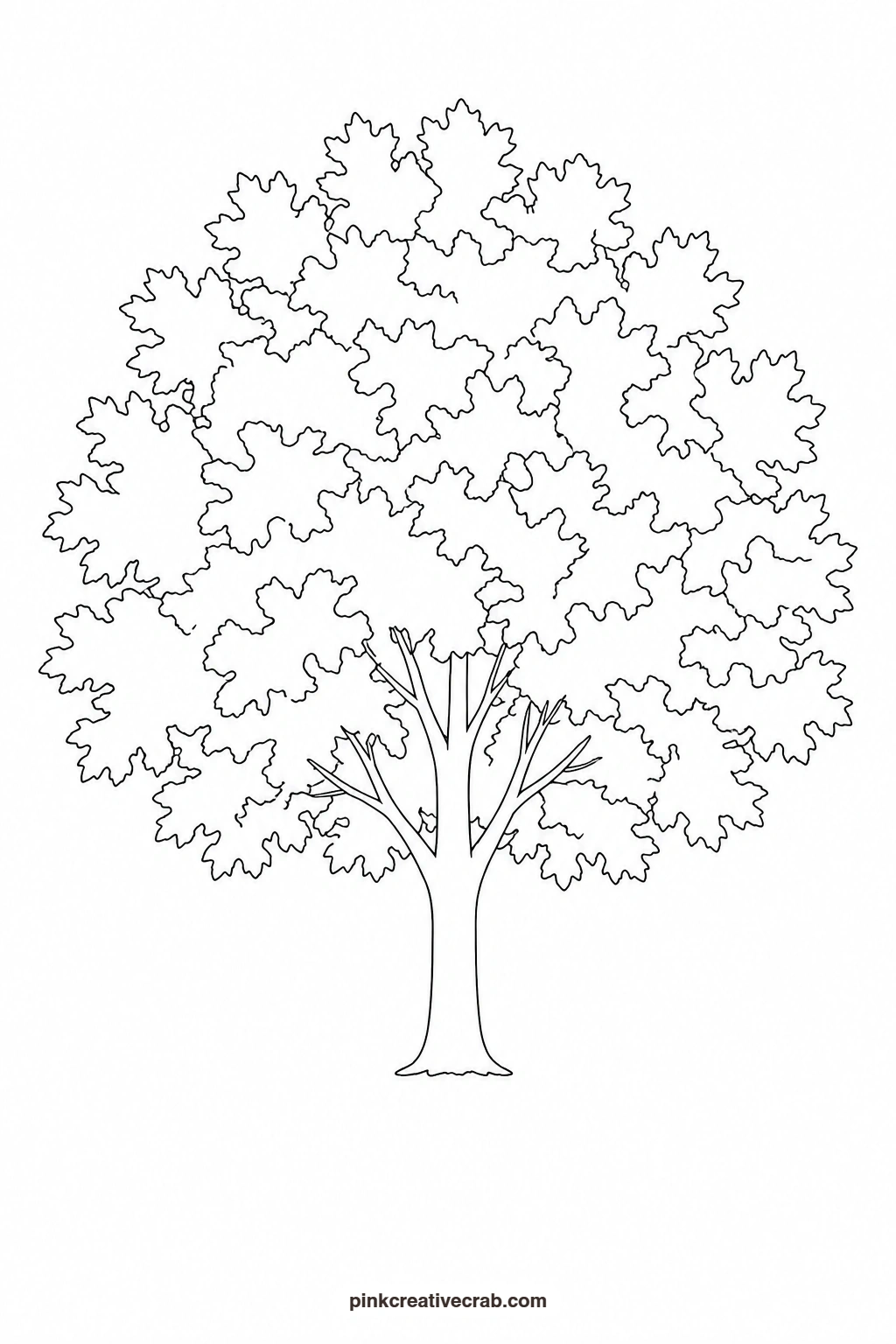 Autumn Maple Outline printable page. Watercolor trees