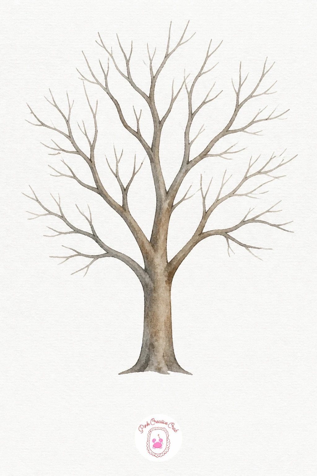Bare Winter Tree — There is no canopy wash here, so all the character comes from the branches themselves. Watercolor trees