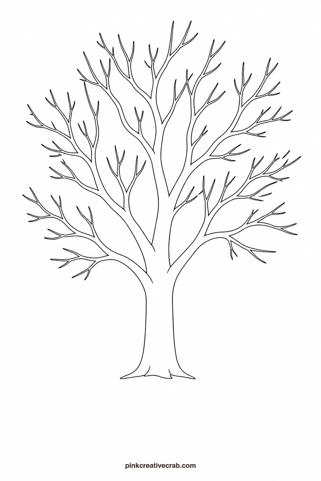Bare Winter Tree Outline printable page. Watercolor trees