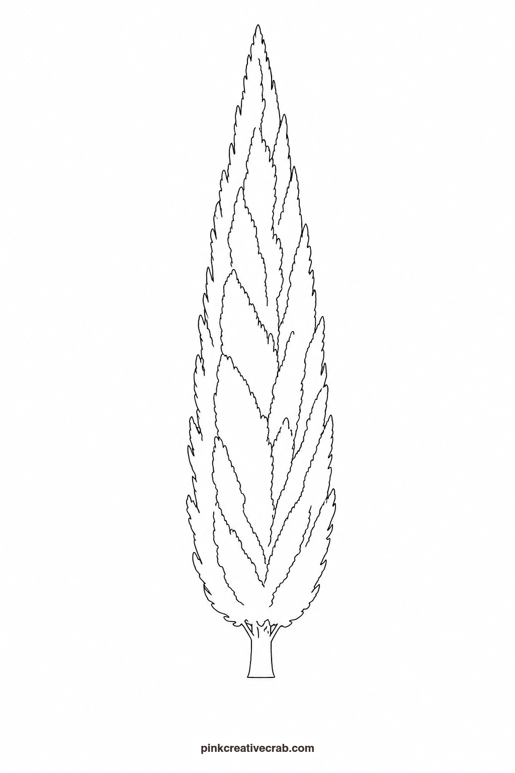 Cypress Tree Outline printable page. Watercolor trees