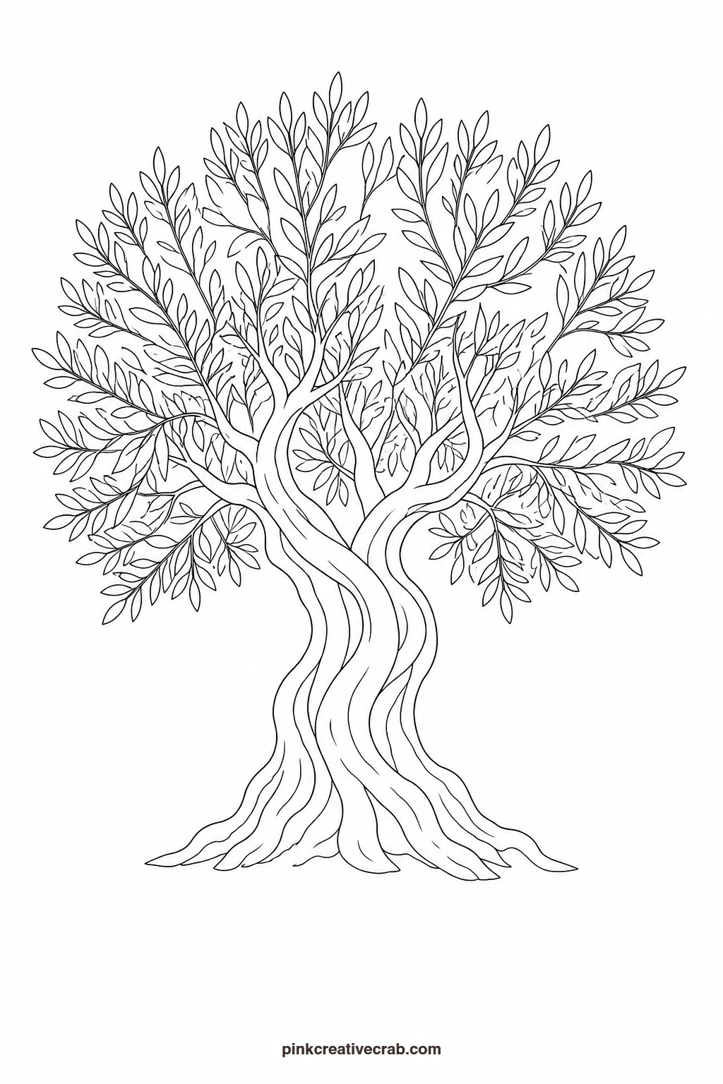 Olive Tree Outline printable page. Watercolor trees
