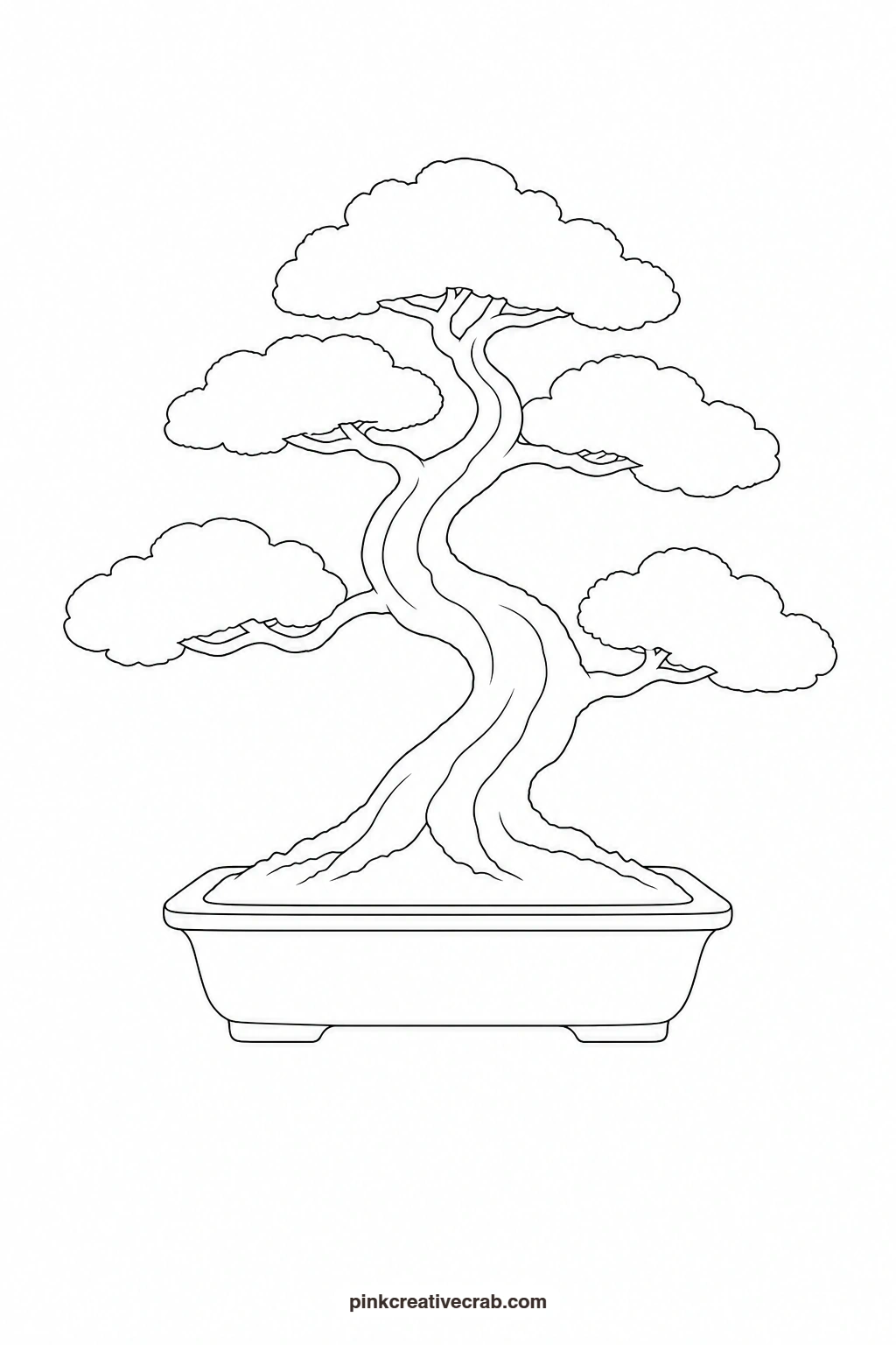 Bonsai Tree Outline printable page. Watercolor trees