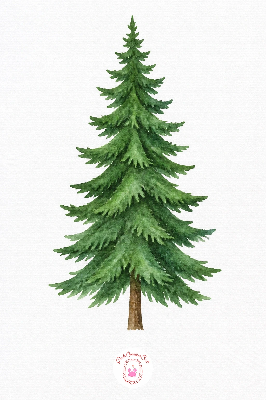 Pine Tree — Build the triangular silhouette from the bottom up, painting each layer of branches as a slightly ragged horizontal band of green rather than a