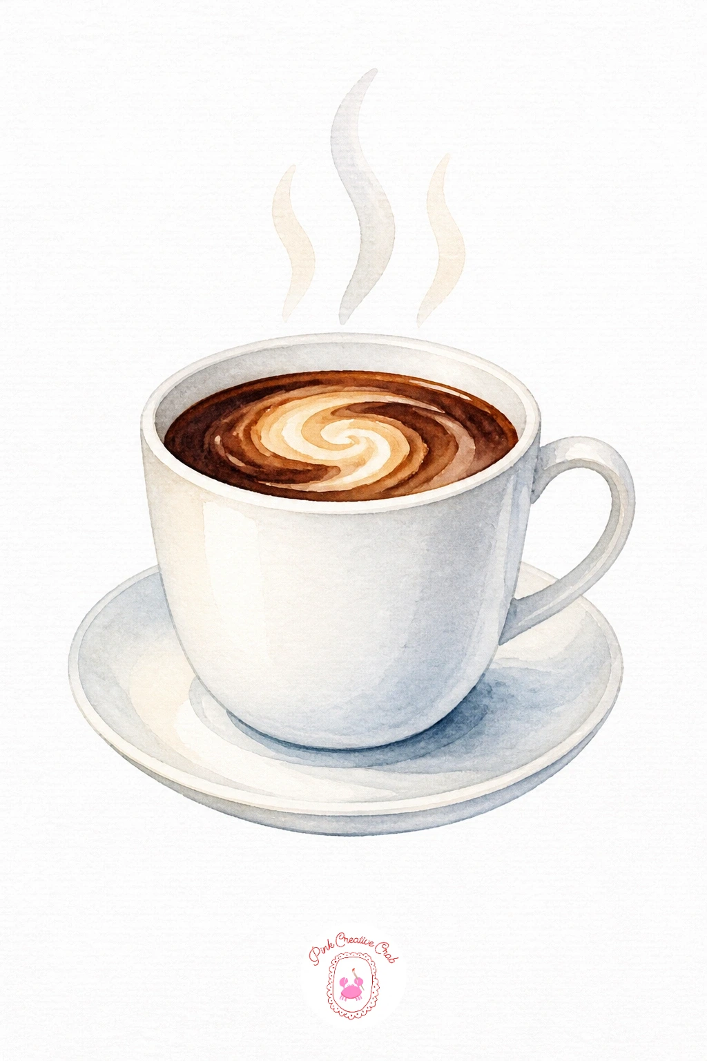 Cup of Coffee — Leave the mug itself mostly white paper, adding only a thin grey shadow line along its curved edge to give it form. Food watercolor illustration