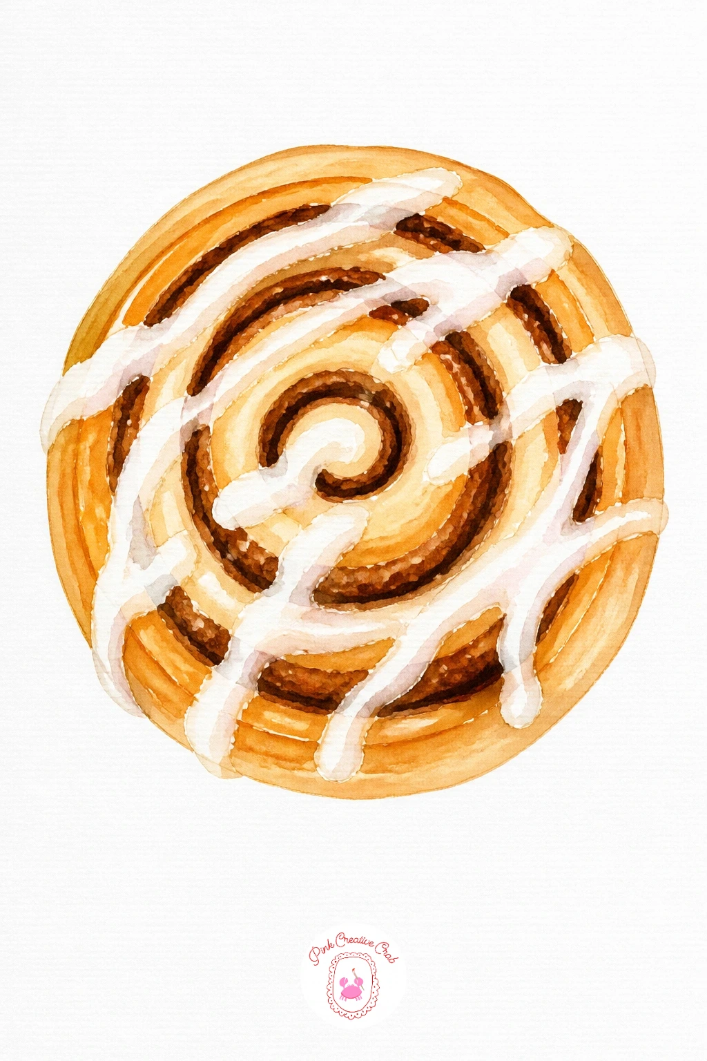 Cinnamon Roll — Wash the whole roll in Yellow Ochre first, then once dry trace the spiral with a thin line of Burnt Sienna following the curl from the outer