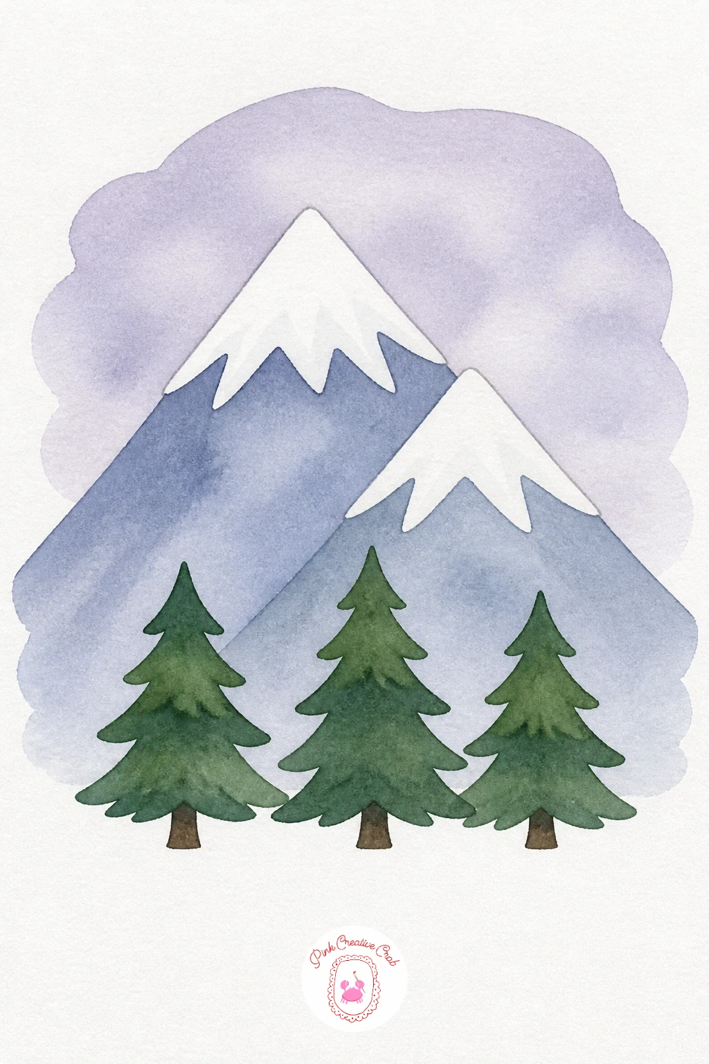 Snowy Mountains With Pine Trees — Wash the sky with a pale Lavender tint, then block in the far mountain with a light wash of Payne's Grey while the sky is