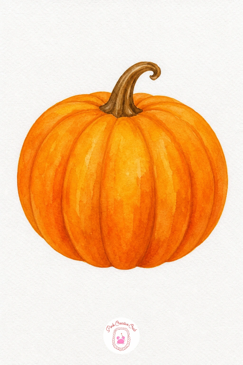 Pumpkin — Paint the pumpkin body in a wet wash of cadmium orange, then while it is still damp drag a thin brush loaded with burnt sienna down each natural