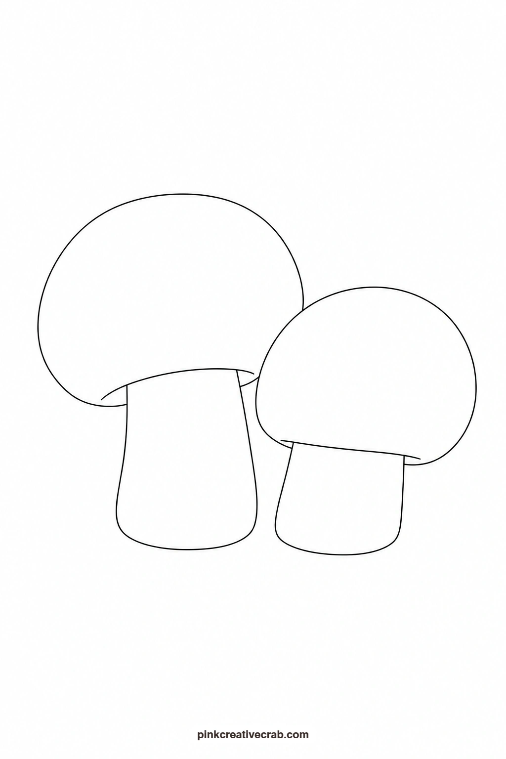 Button Mushroom Pair Outline printable page. Watercolor vegetables