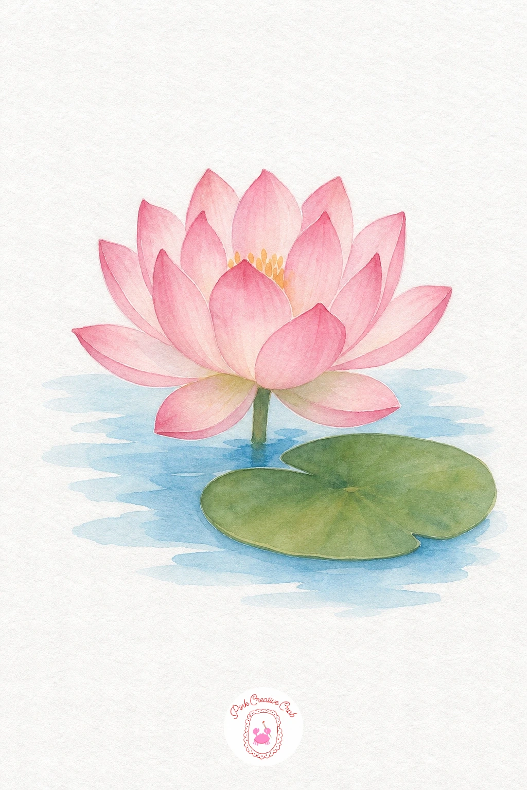 Lotus — Paint the petals from pale pink at the tips down to a stronger rose at the base where they overlap, the opposite direction from most flowers, which
