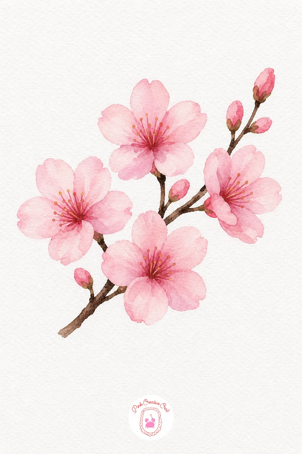 Cherry Blossom Sprig — Because the blossoms are small, transfer the outline carefully so the thin branch line and each little flower centre land exactly where