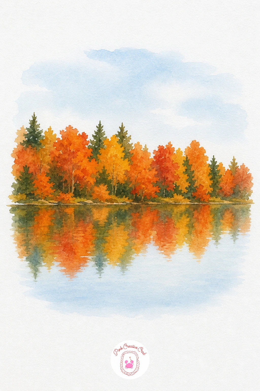 Lake With Autumn Trees — Paint the sky and the top band of trees first, using the same oranges and golds you want repeated below. Autumn watercolor landscapes