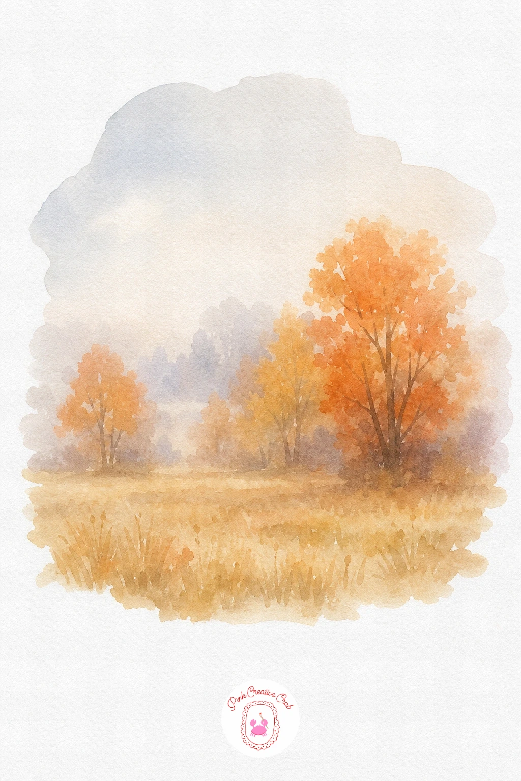 Misty Autumn Meadow — This one relies on soft, diluted washes rather than sharp shapes, so keep your brush wet and your paint thin throughout. Autumn