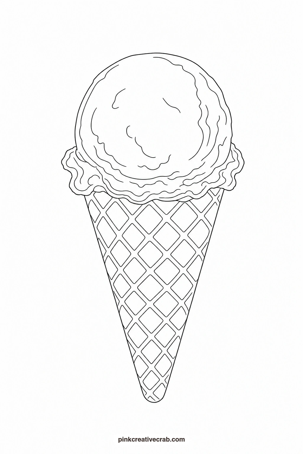 Ice Cream Cone Outline printable page. Summer watercolor paintings