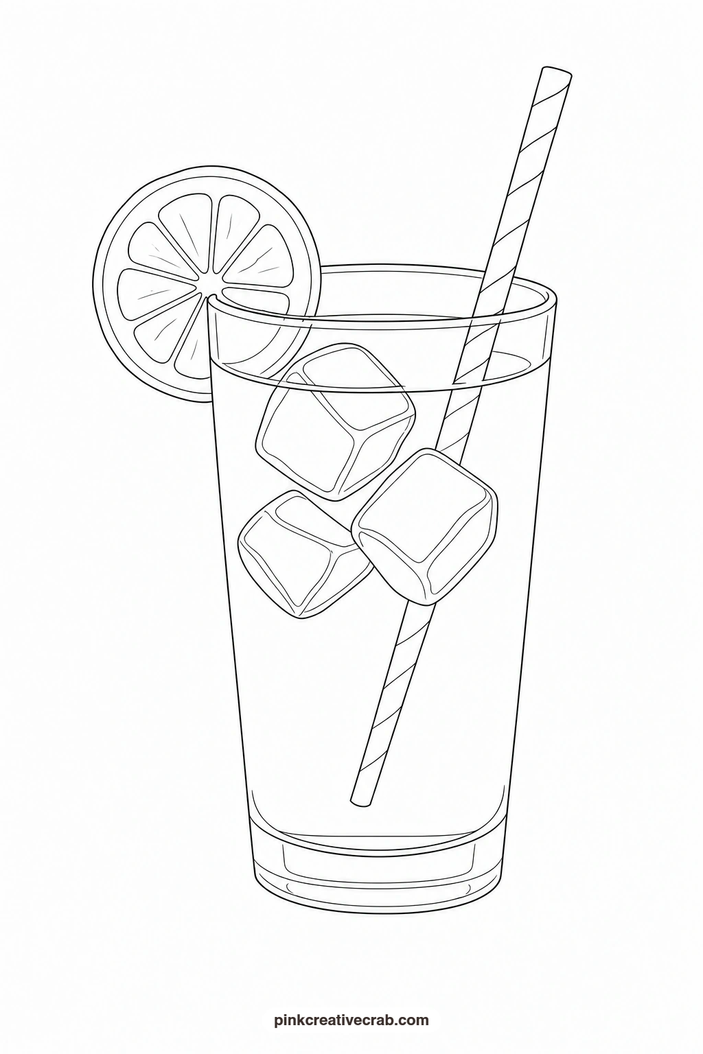 Lemonade Glass Outline printable page. Summer watercolor paintings