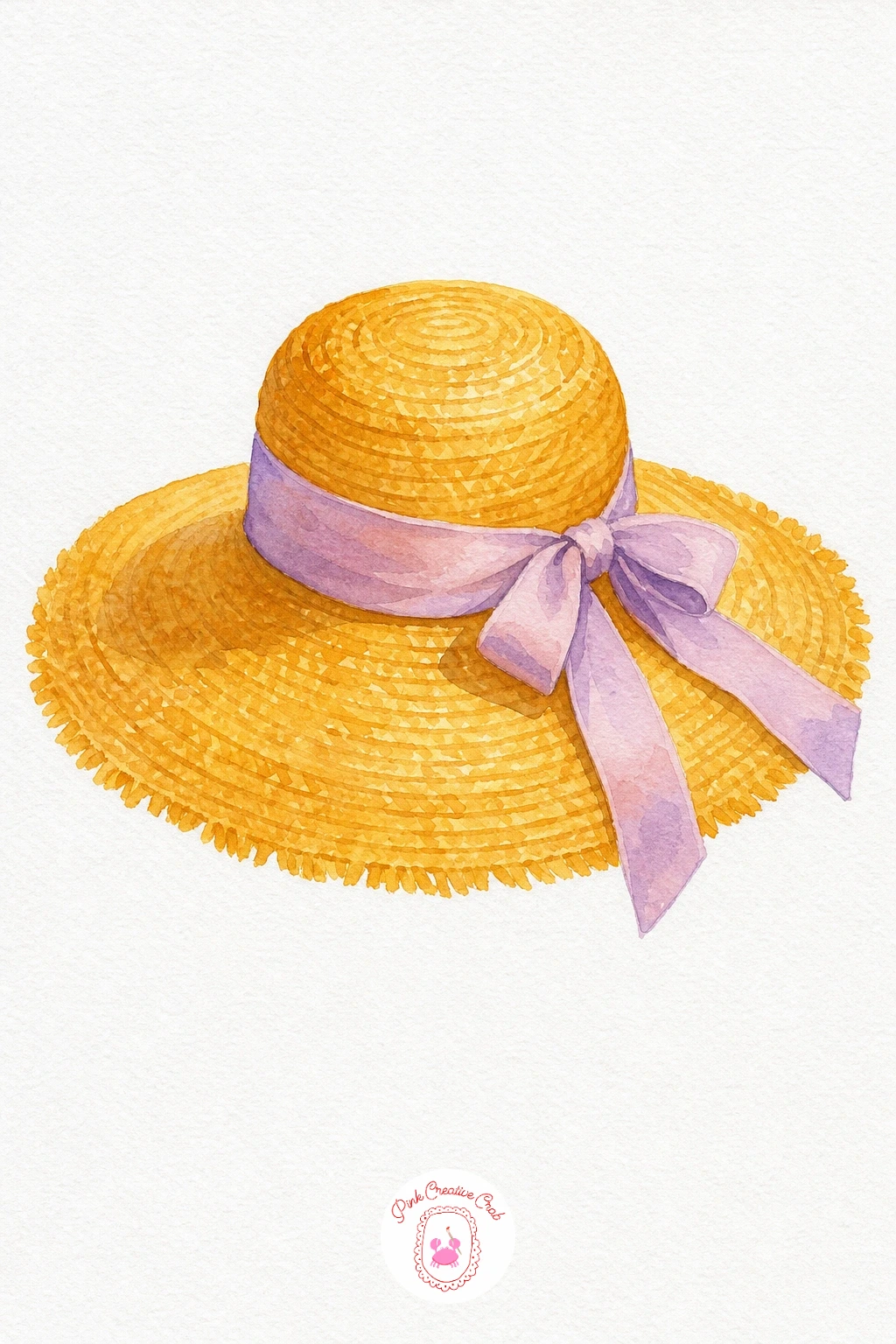 Straw Sun Hat — Lay a pale golden wash across the whole hat first, then while it is still a little damp, drop a warmer tan into the shadowed underside of the