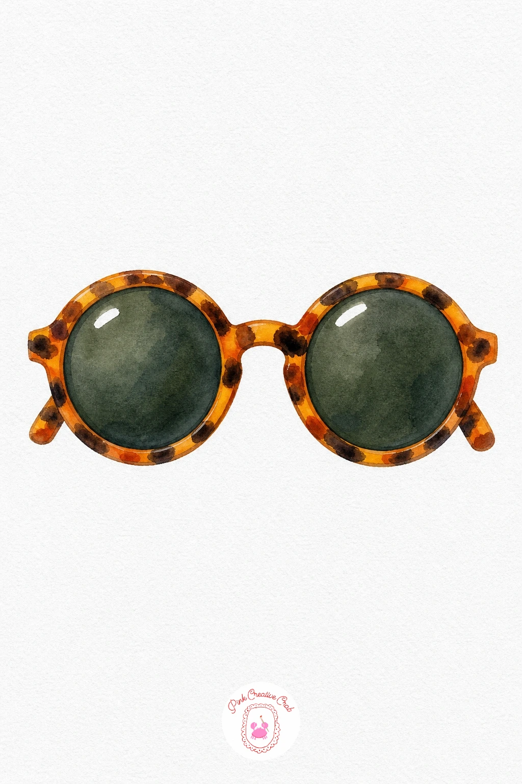 Sunglasses — Paint both lenses in a dark warm grey or brown, leaving a small white or pale blue curved highlight untouched in each one so they look glassy