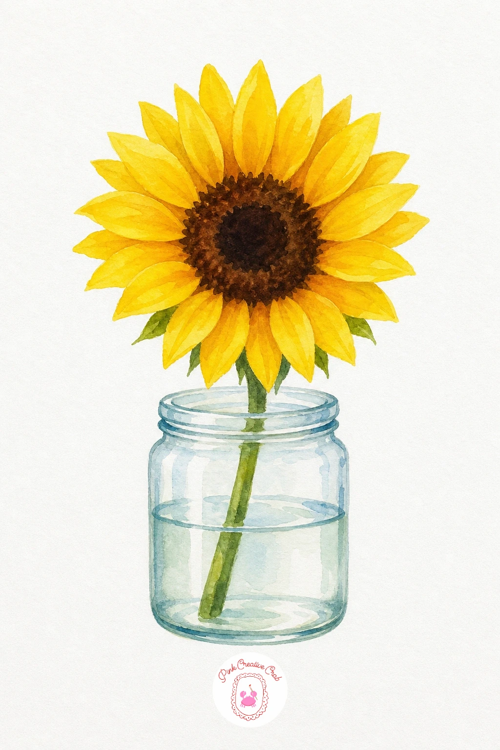 Sunflower in a Jar — Paint the petals first in a bright yellow, letting each one stay a separate loose shape rather than blending them together. Summer