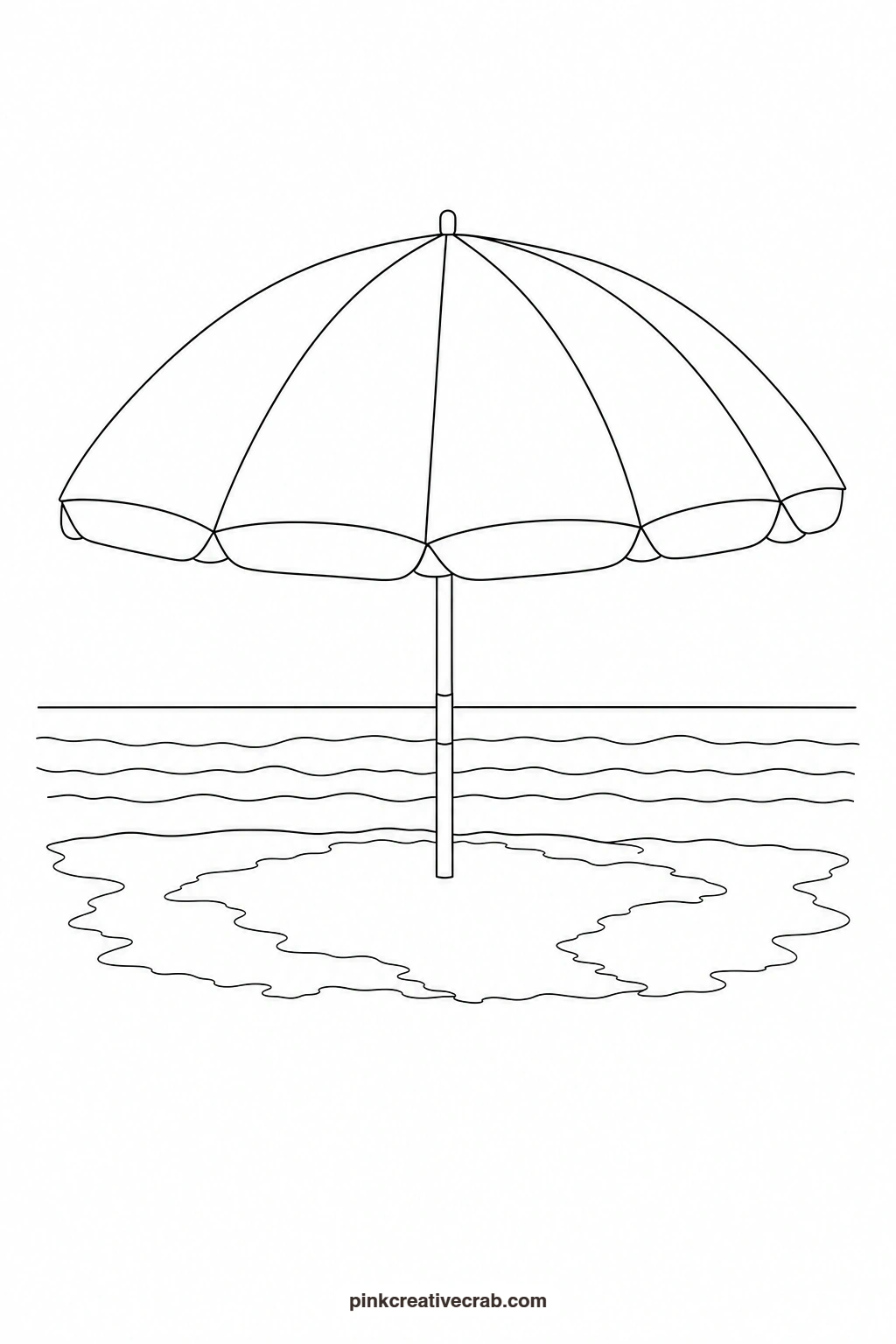 Beach Umbrella Outline printable page. Summer watercolor paintings