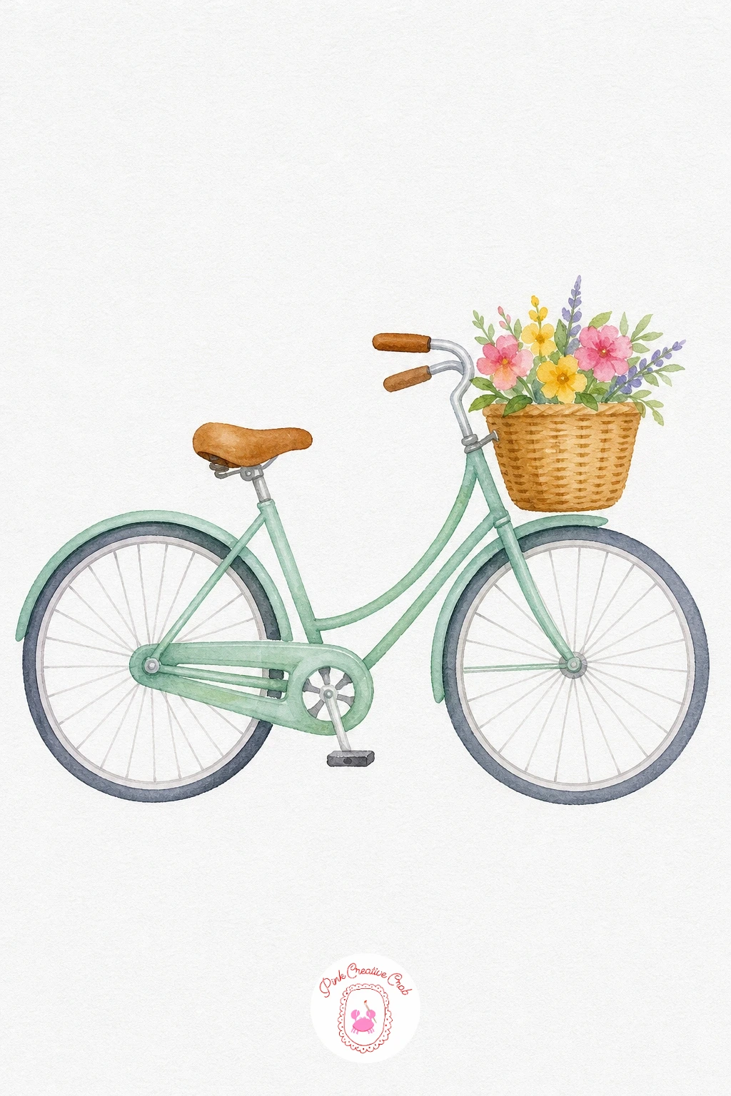 Bicycle With a Basket — Paint the frame first in a soft flat colour, keeping the lines of the wheels and handlebars steady and even since this is the most