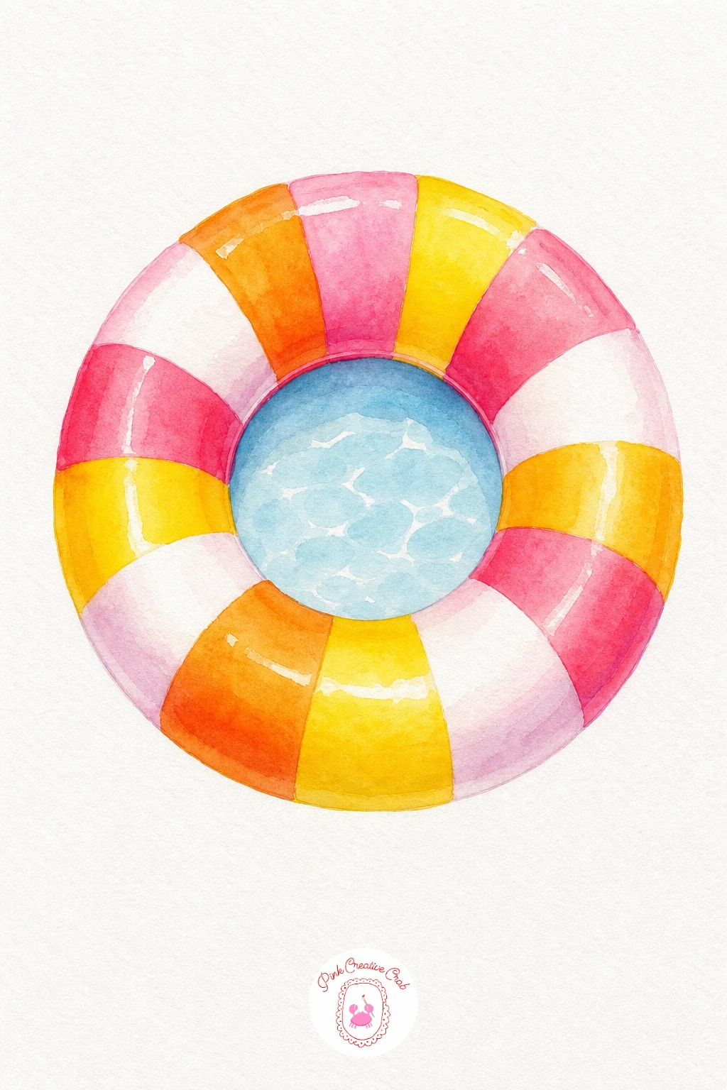 Pool Float Ring — Paint the ring in alternating bright stripes, letting each dry before the next so the colours stay clean and separate rather than bleeding